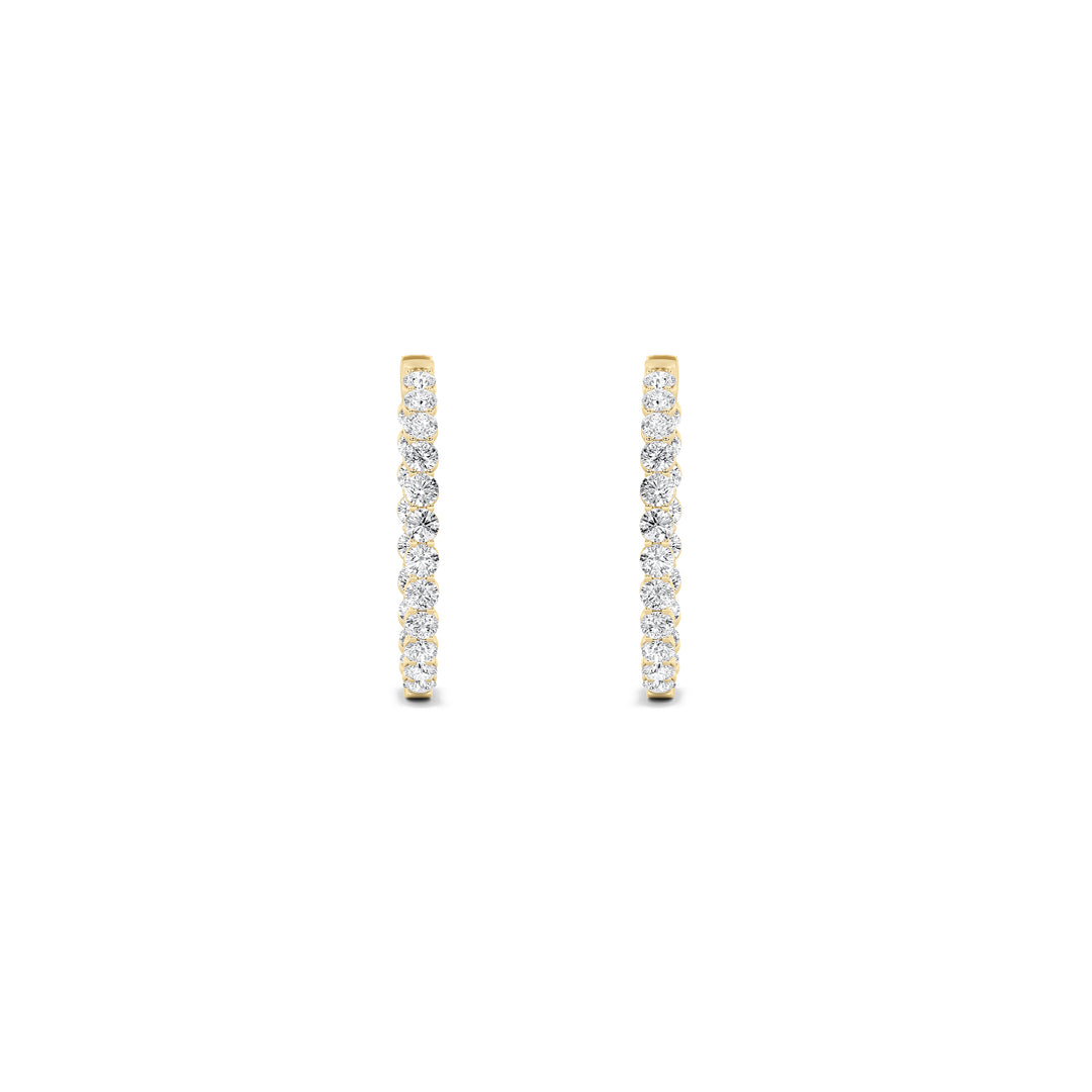 7Cttw Round Shaped Lab Grown Diamond (G/VS) Inside out Hoop Earrings in 14K Gold