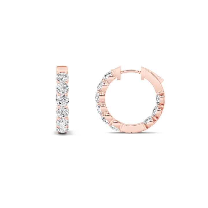 7Cttw Round Shaped Lab Grown Diamond (F/VS) Inside out Hoop Earrings in 14K Gold