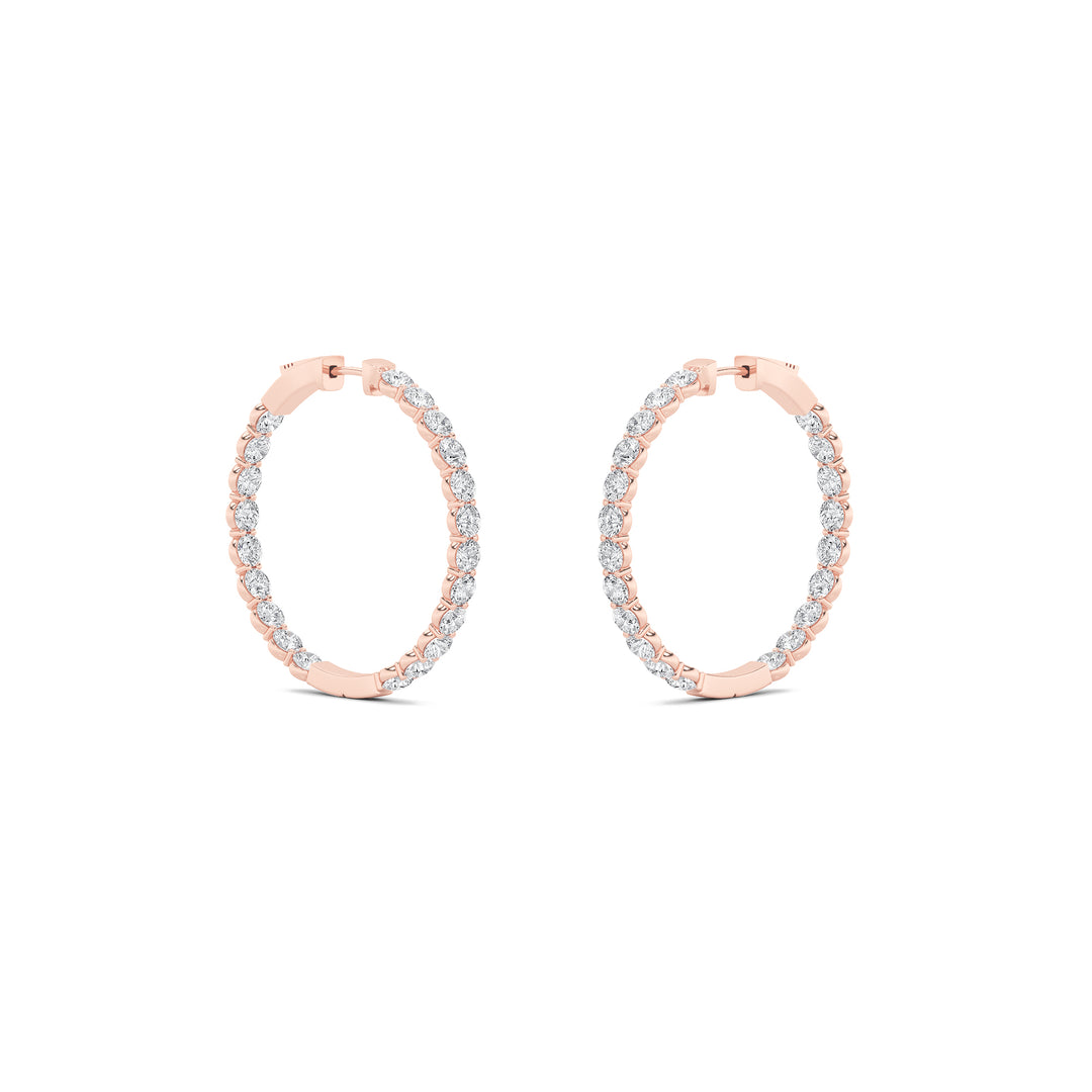 7Cttw Round Shaped Lab Grown Diamond (F/VS) Inside out Hoop Earrings in 14K Gold