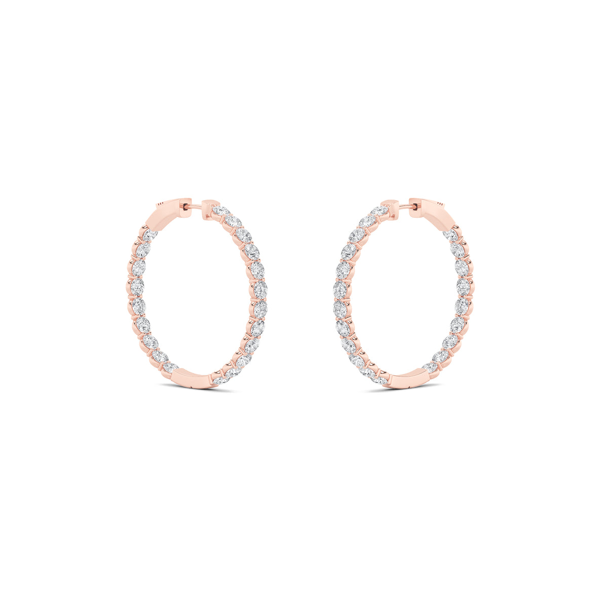 7Cttw Round Shaped Lab Grown Diamond (F/VS) Inside out Hoop Earrings in 14K Gold