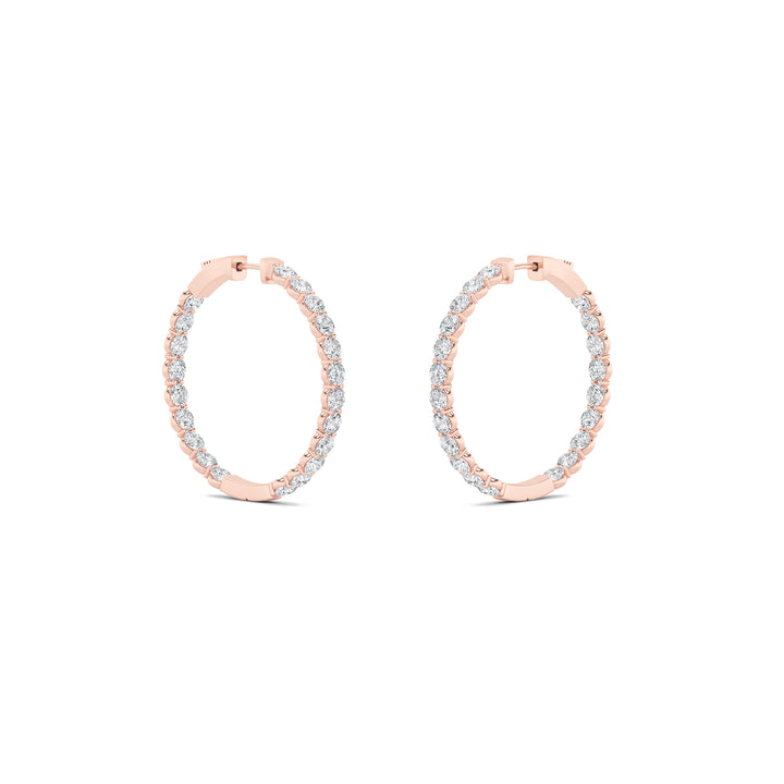 7Cttw Round Shaped Lab Grown Diamond (F/VS) Inside out Hoop Earrings in 14K Gold