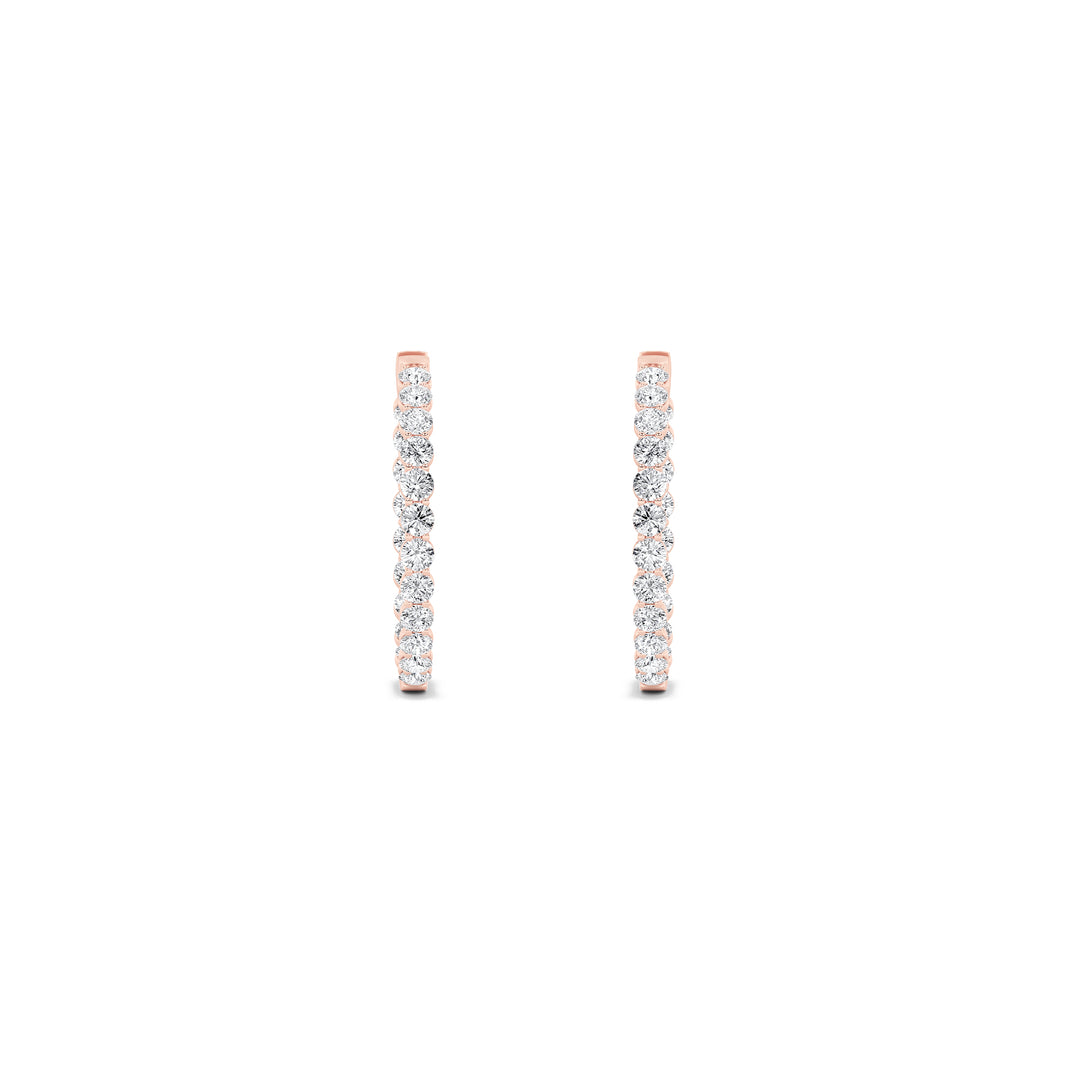 7Cttw Round Shaped Lab Grown Diamond (F/VS) Inside out Hoop Earrings in 14K Gold