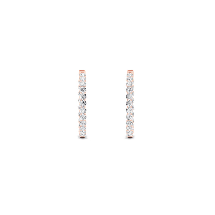 7Cttw Round Shaped Lab Grown Diamond (F/VS) Inside out Hoop Earrings in 14K Gold