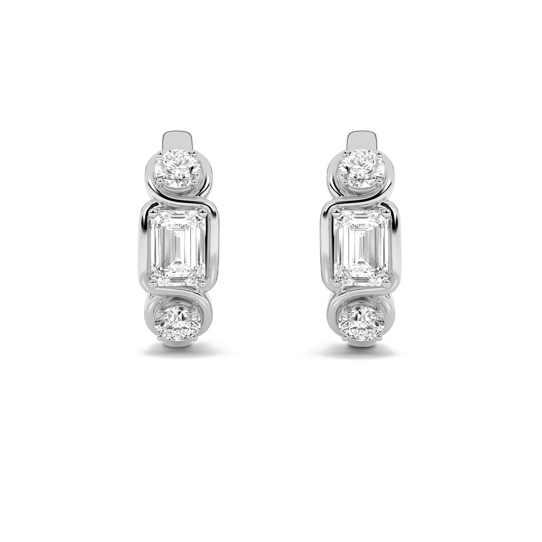 2.5Cttw Emerald Shaped Lab Grown Diamond (F/VS) Three Stone Earrings in 14K Gold
