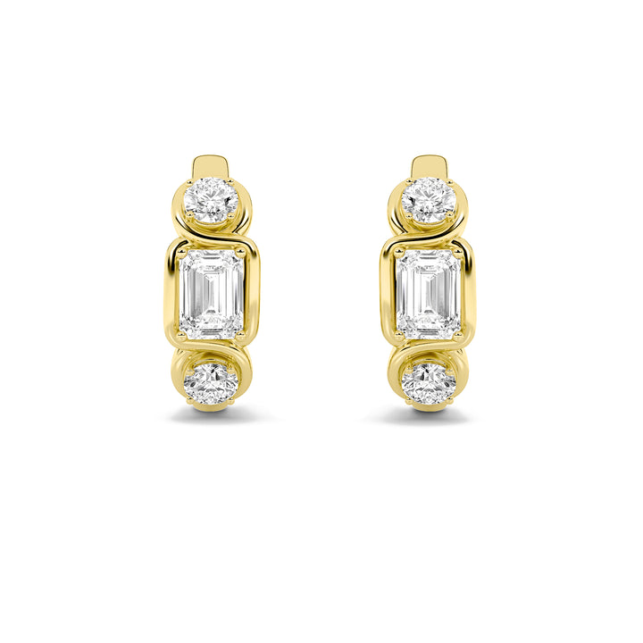 2.5Cttw Emerald Shaped Lab Grown Diamond (G/VS) Three Stone Earrings in 14K Gold