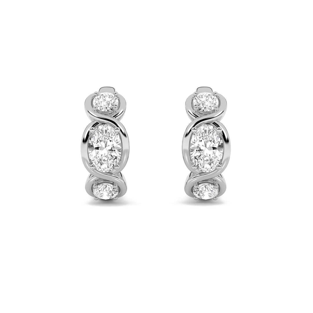 2.5Cttw Oval Shaped Lab Grown Diamond (G/VS) Three Stone Huggie Earrings in 14K Gold
