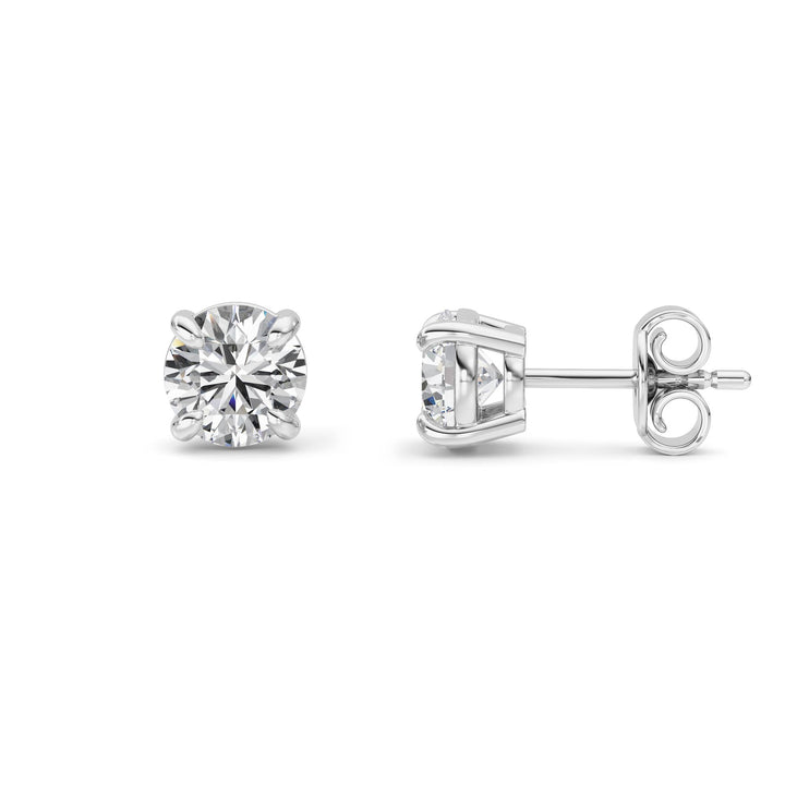 1Cttw Round Shaped Lab Grown Diamond (F/VS) Classic Basket Set Stud Earrings in 14K Gold