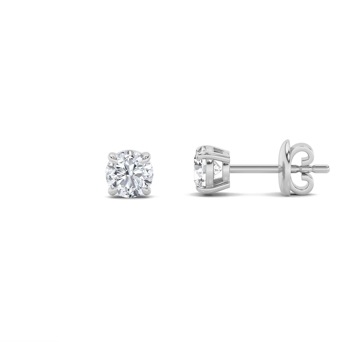 1Cttw Round Shaped Lab Grown Diamond (G/VS) Classic Basket Set Stud Earrings in 14K Gold