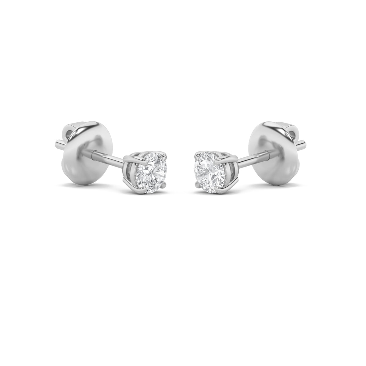 1Cttw Round Shaped Lab Grown Diamond (G/VS) Classic Basket Set Stud Earrings in 14K Gold