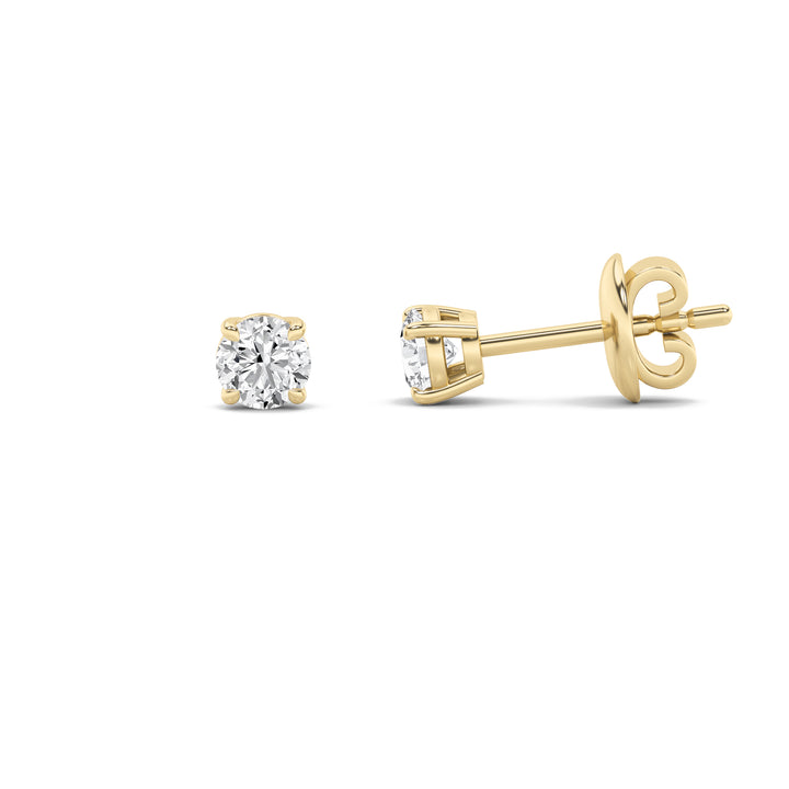 1Cttw Round Shaped Lab Grown Diamond (G/VS) Classic Basket Set Stud Earrings in 14K Gold