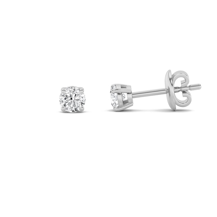 1Cttw Round Shaped Lab Grown Diamond (F/VS) Classic Basket Set Stud Earrings in 14K Gold