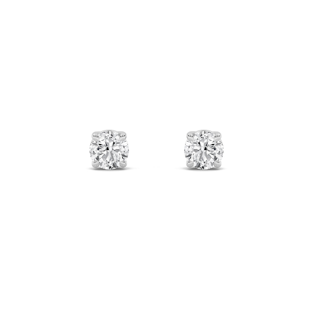 1Cttw Round Shaped Lab Grown Diamond (F/VS) Classic Basket Set Stud Earrings in 14K Gold