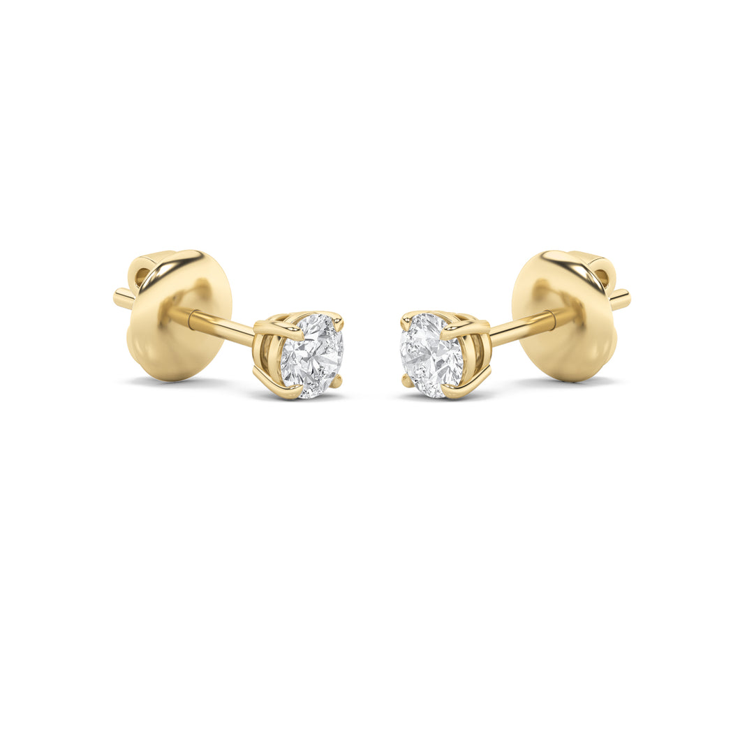 1Cttw Round Shaped Lab Grown Diamond (F/VS) Classic Basket Set Stud Earrings in 14K Gold