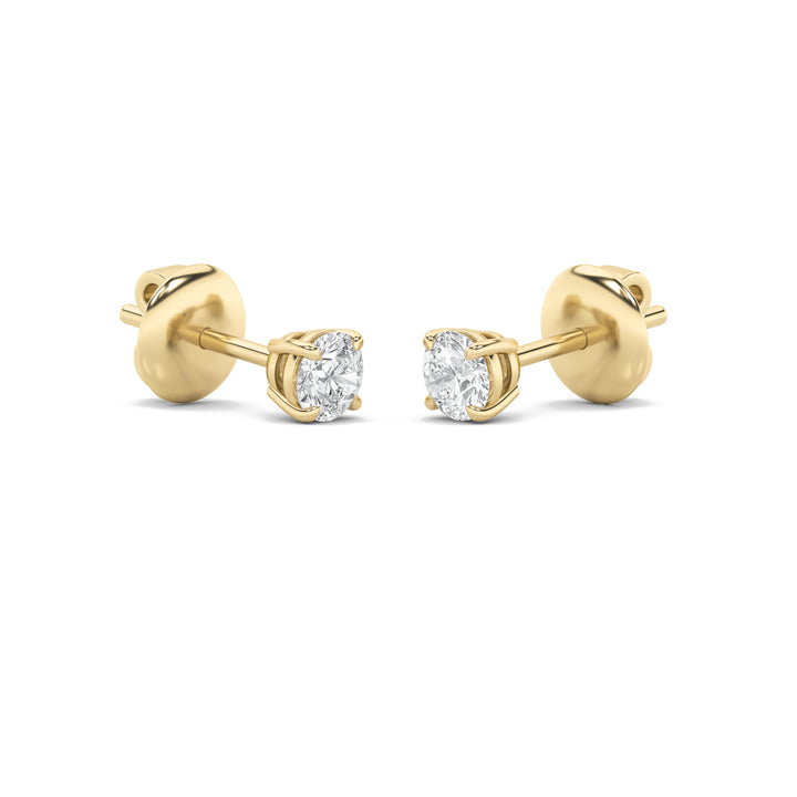 1Cttw Round Shaped Lab Grown Diamond (F/VS) Classic Basket Set Stud Earrings in 14K Gold