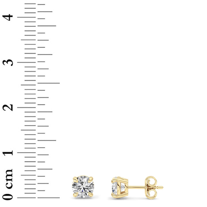 1Cttw Round Shaped Lab Grown Diamond (F/VS) Classic Basket Set Stud Earrings in 14K Gold
