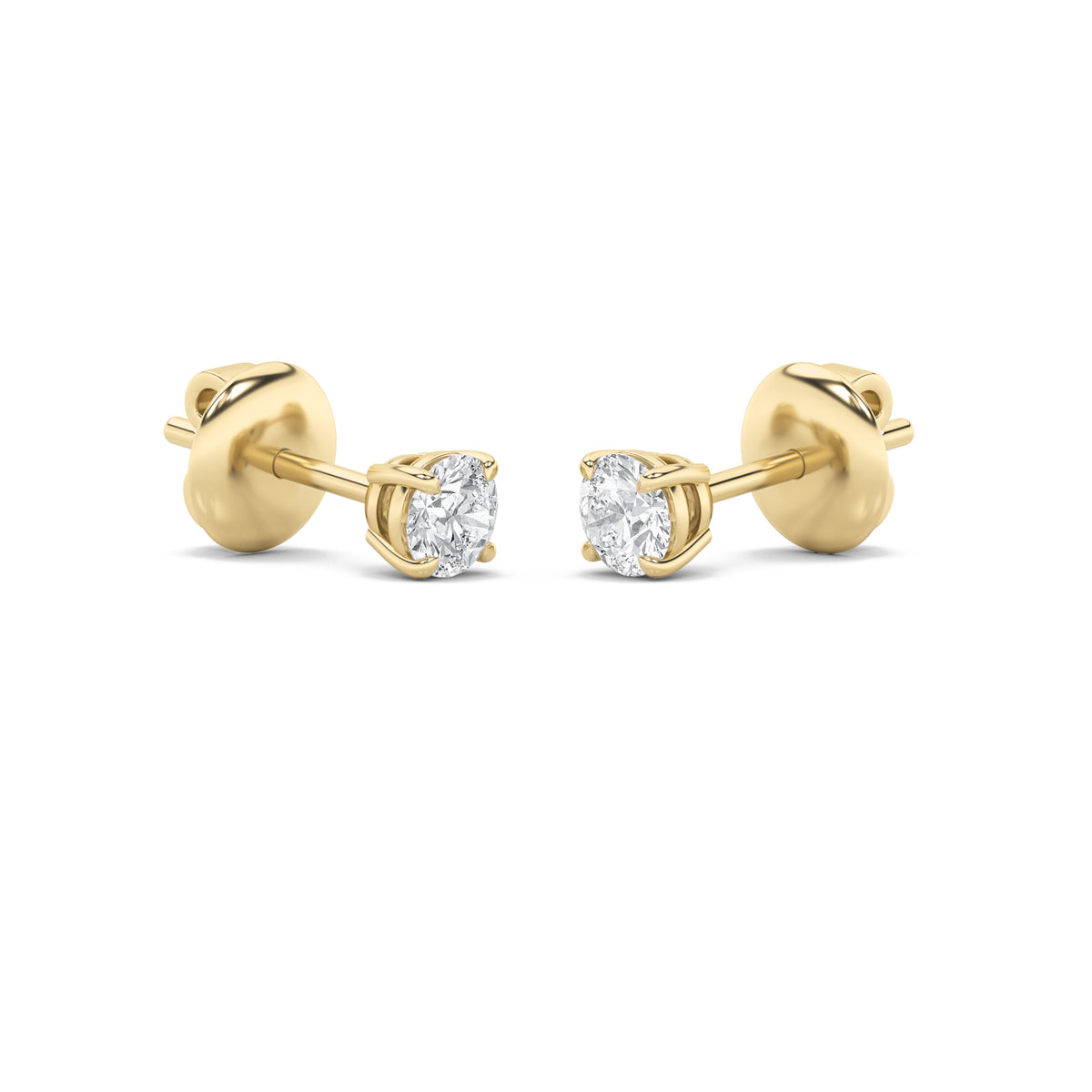 2Cttw Round Shaped Lab Grown Diamond (F/VS) Classic Basket Set Stud Earrings in 14K Gold
