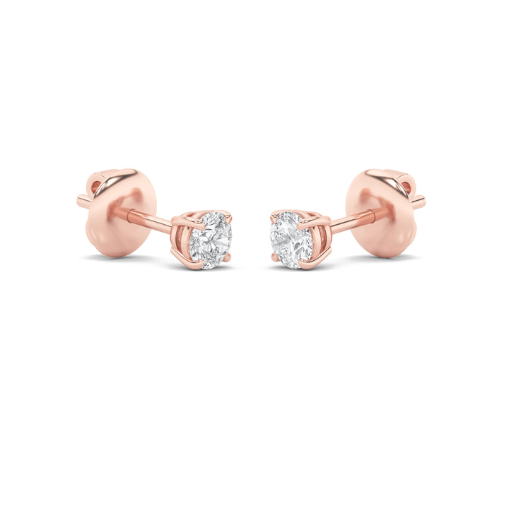 2Cttw Round Shaped Lab Grown Diamond (F/VVS) Classic Basket Set Stud Earrings in 14K Gold