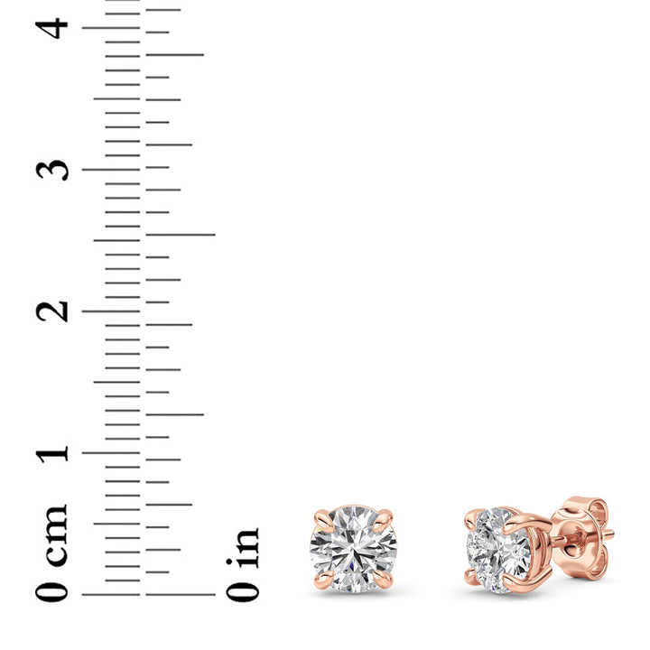 2Cttw Round Shaped Lab Grown Diamond (F/VVS) Classic Basket Set Stud Earrings in 14K Gold