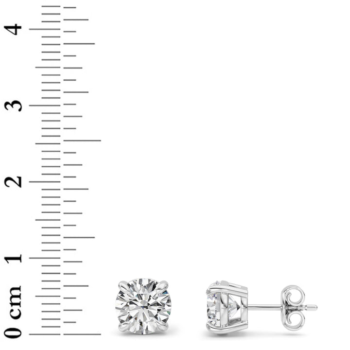 3Cttw Round Shaped Lab Grown Diamond (G/VS) Classic Basket Set Stud Earrings in 14K Gold