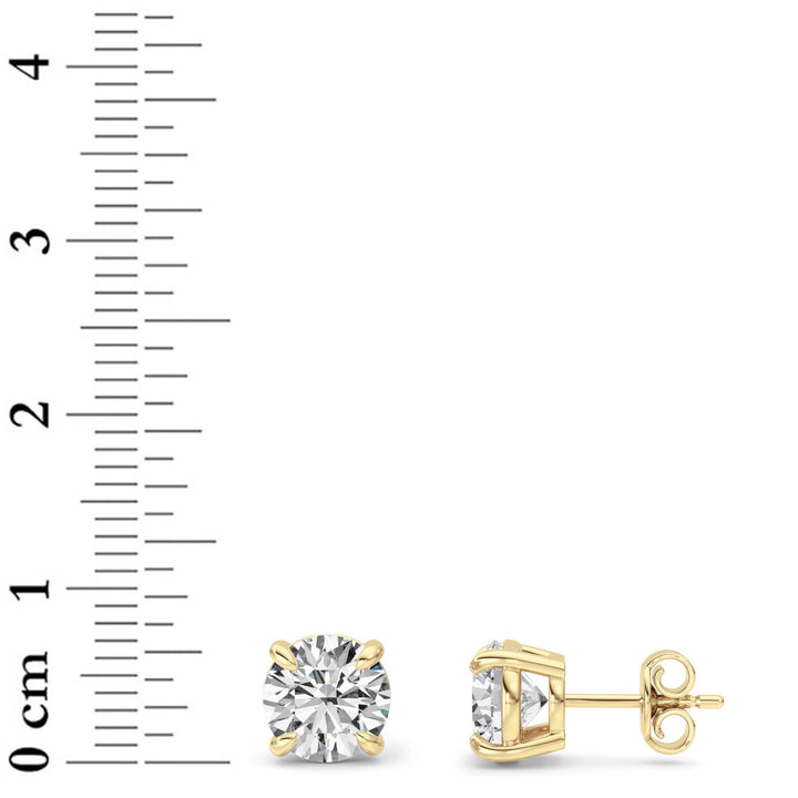 3Cttw Round Shaped Lab Grown Diamond (F/VS) Classic Basket Set Stud Earrings in 14K Gold