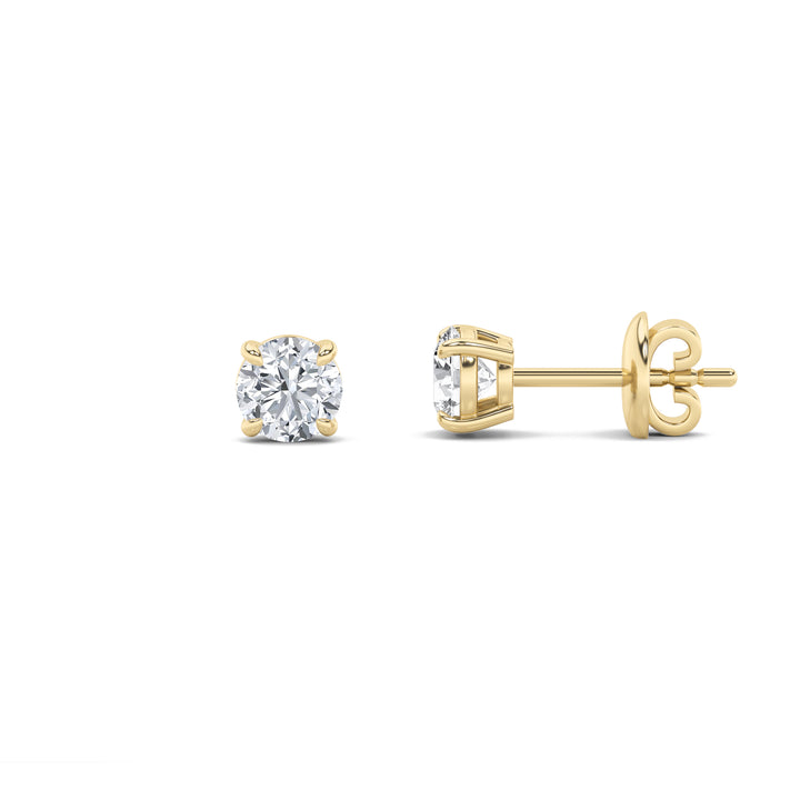 3Cttw Round Shaped Lab Grown Diamond (G/VS) Classic Basket Set Stud Earrings in 14K Gold