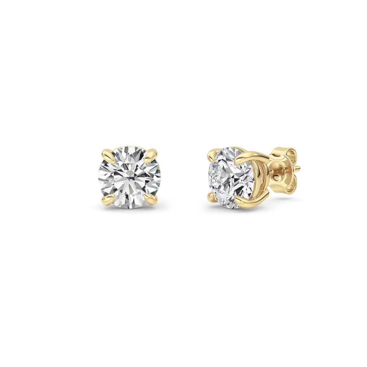 3Cttw Round Shaped Lab Grown Diamond (G/VS) Classic Basket Set Stud Earrings in 14K Gold