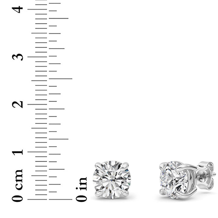 4Cttw Round Shaped Lab Grown Diamond (G/VS) Classic Basket Set Stud Earrings in 14K Gold