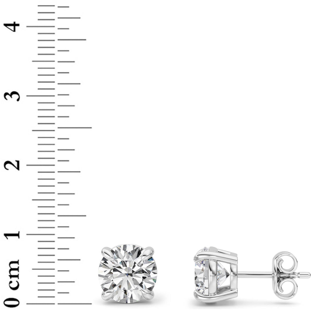 5Cttw Round Shaped Lab Grown Diamond (G/VS) Classic Basket Set Stud Earrings in 14K Gold