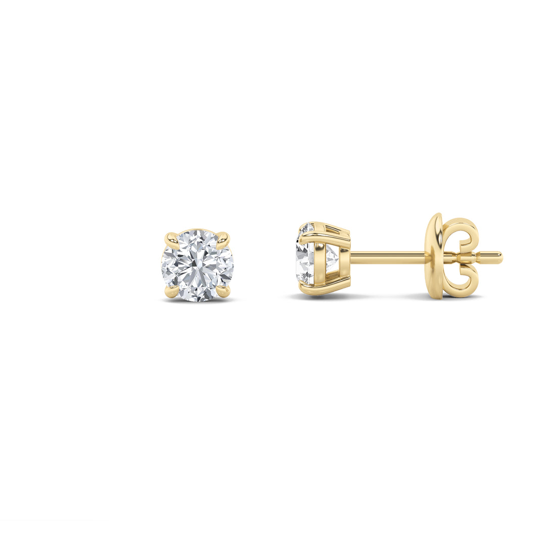 5Cttw Round Shaped Lab Grown Diamond (F/VS) Classic Basket Set Stud Earrings in 14K Gold