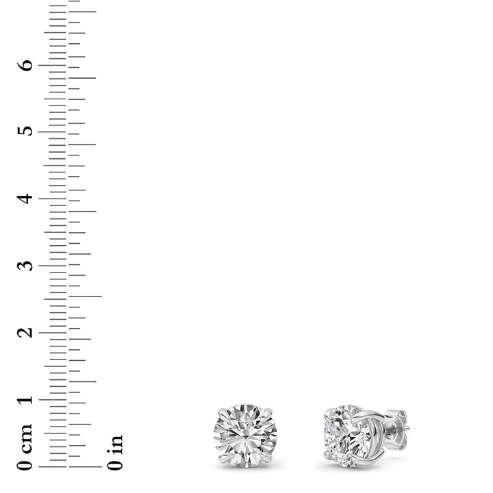 6Cttw Round Shaped Lab Grown Diamond (F/VS) Classic Basket Set Stud Earrings in 14K Gold