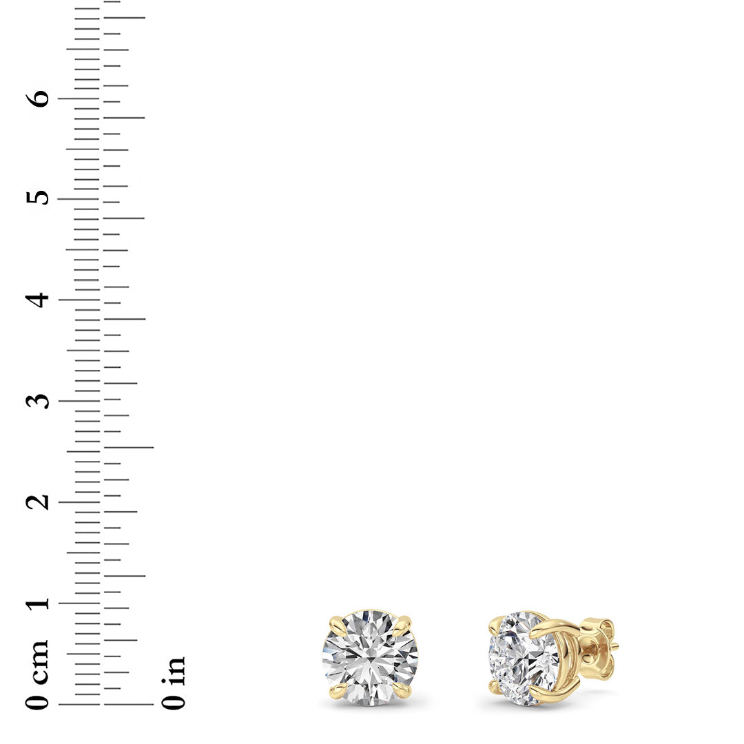 6Cttw Round Shaped Lab Grown Diamond (F/VS) Classic Basket Set Stud Earrings in 14K Gold