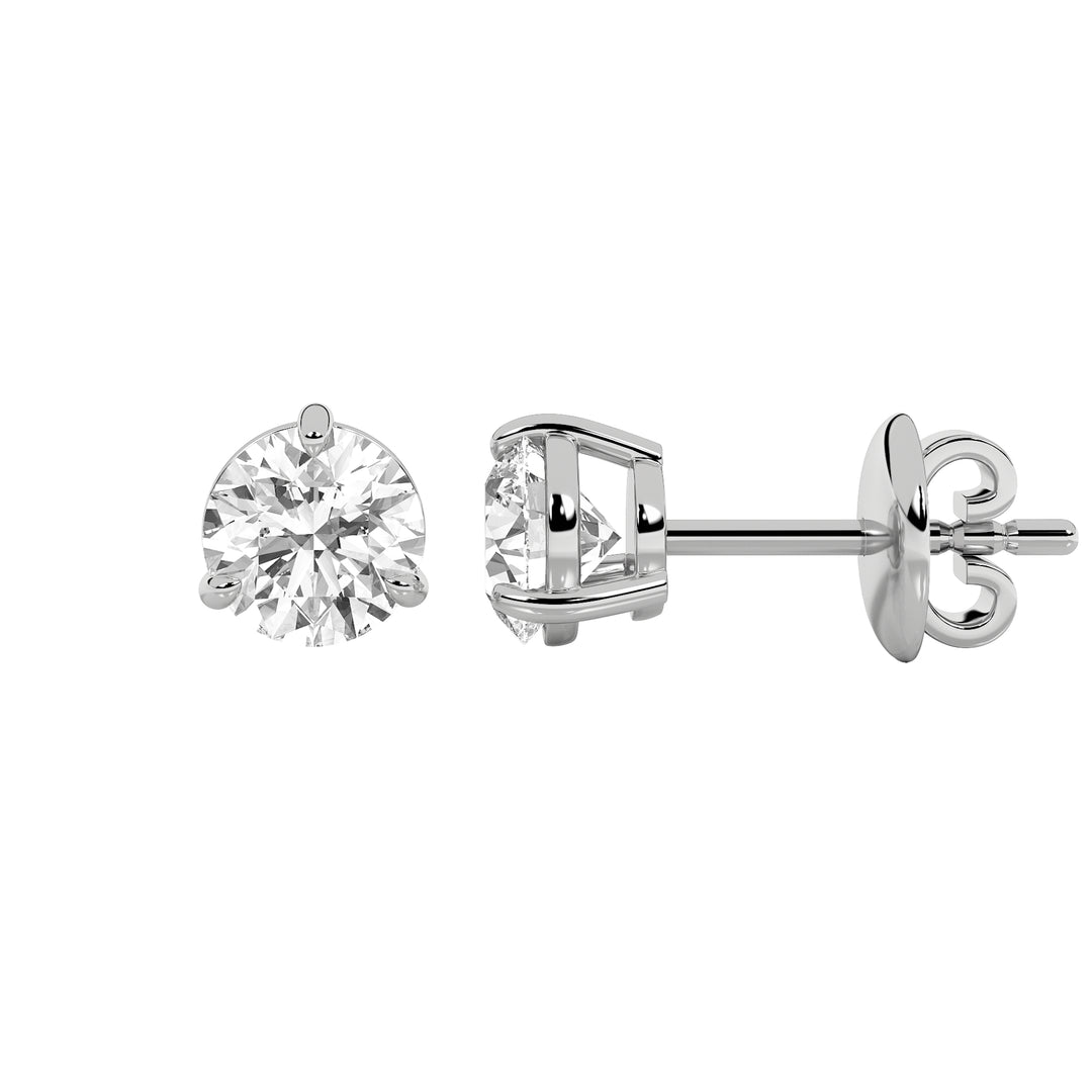 1Cttw Round Shaped Lab Grown Diamond (F/VS) Classic Basket Set Stud Earrings in 14K Gold