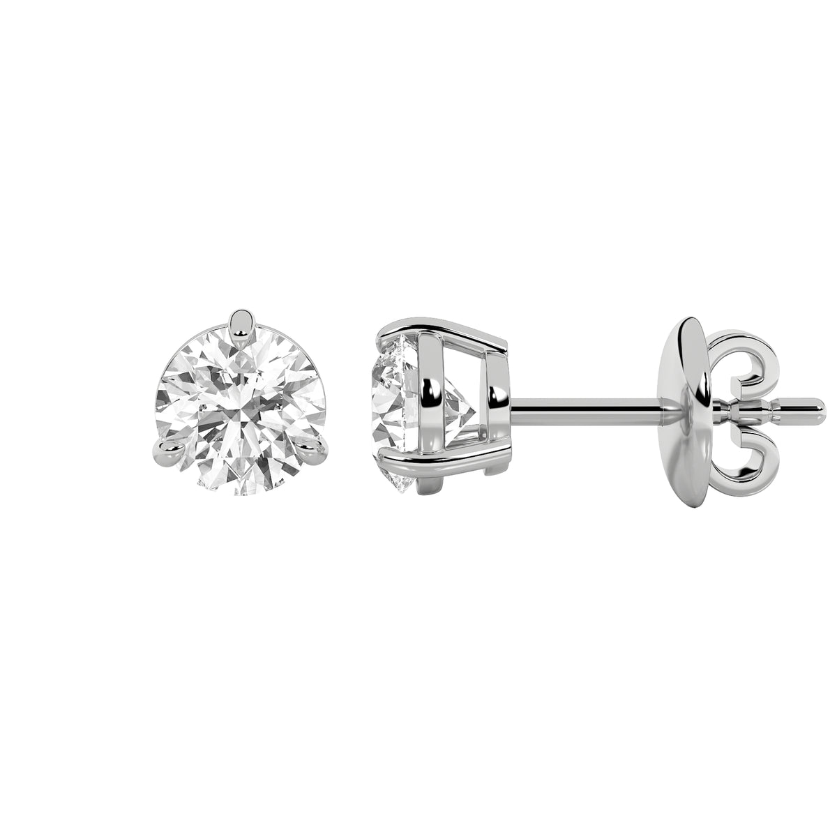 1Cttw Round Shaped Lab Grown Diamond (F/VS) Classic Basket Set Stud Earrings in 14K Gold