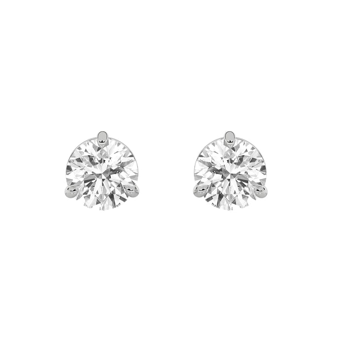 1Cttw Round Shaped Lab Grown Diamond (F/VS) Classic Basket Set Stud Earrings in 14K Gold