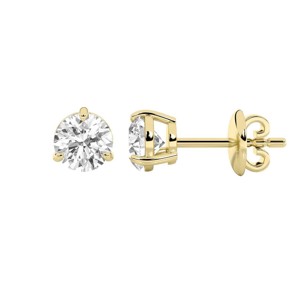 1Cttw Round Shaped Lab Grown Diamond (F/VS) Classic Basket Set Stud Earrings in 14K Gold