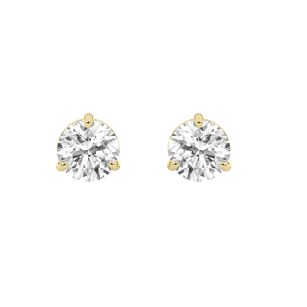 1Cttw Round Shaped Lab Grown Diamond (F/VS) Classic Basket Set Stud Earrings in 14K Gold