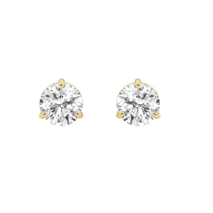 1Cttw Round Shaped Lab Grown Diamond (F/VS) Classic Basket Set Stud Earrings in 14K Gold