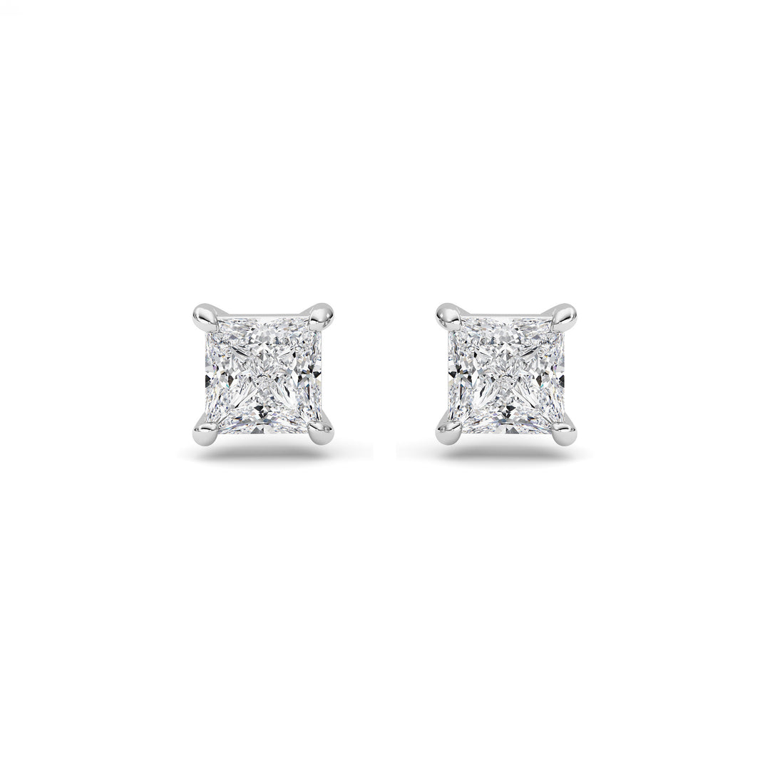 2Cttw Princess Shaped Lab Grown Diamond (F/VS) Stud Earrings in 14K Gold