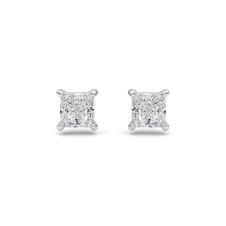 2Cttw Princess Shaped Lab Grown Diamond (F/VS) Stud Earrings in 14K Gold