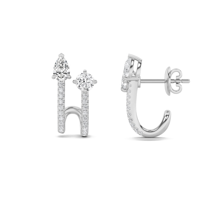 2.5Cttw Round Shaped Lab Grown Diamond (F/VS) Toiet Moi Accented Earrings in 14K Gold