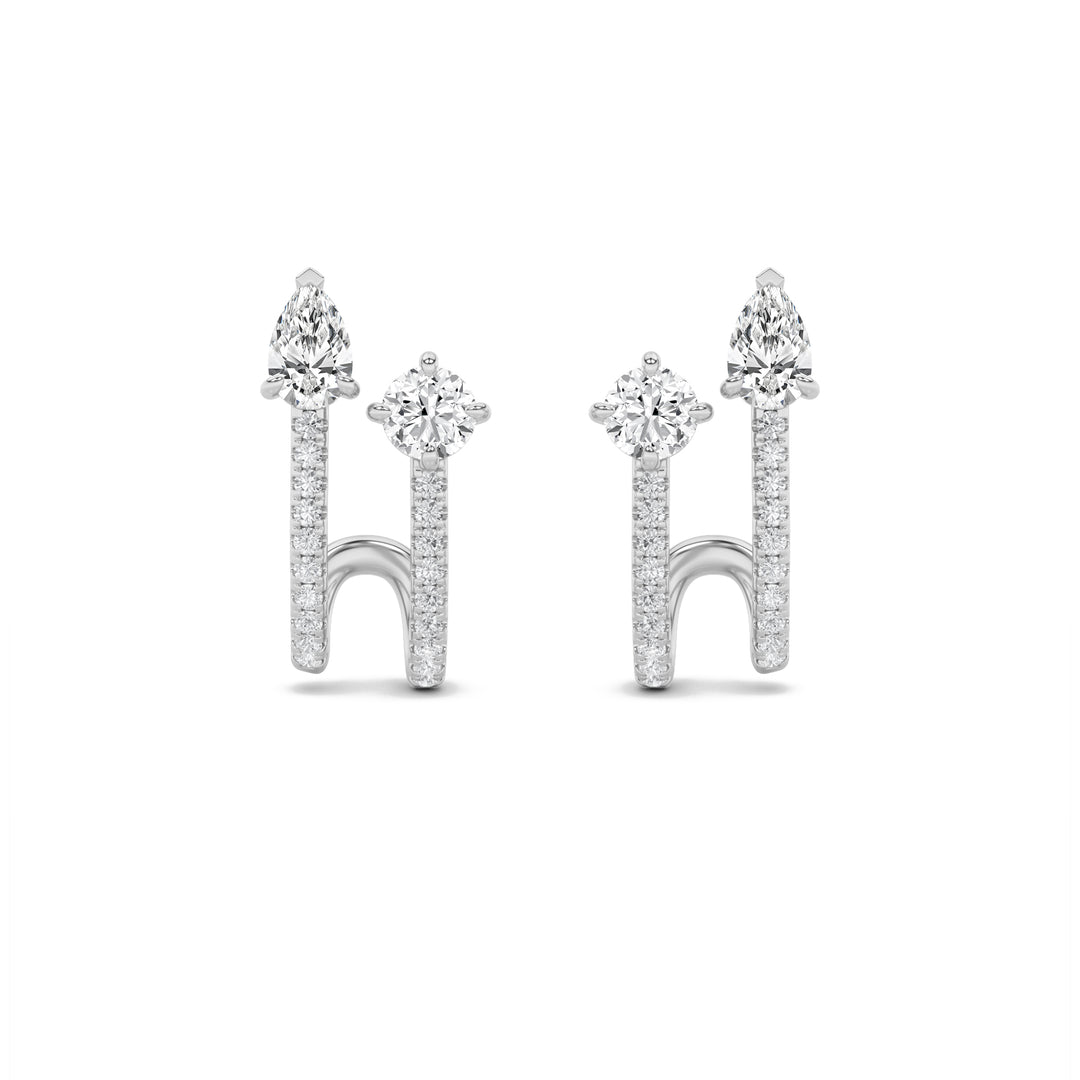 2.5Cttw Round Shaped Lab Grown Diamond (F/VS) Toiet Moi Accented Earrings in 14K Gold