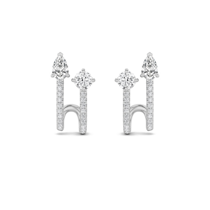 2.5Cttw Round Shaped Lab Grown Diamond (F/VS) Toiet Moi Accented Earrings in 14K Gold