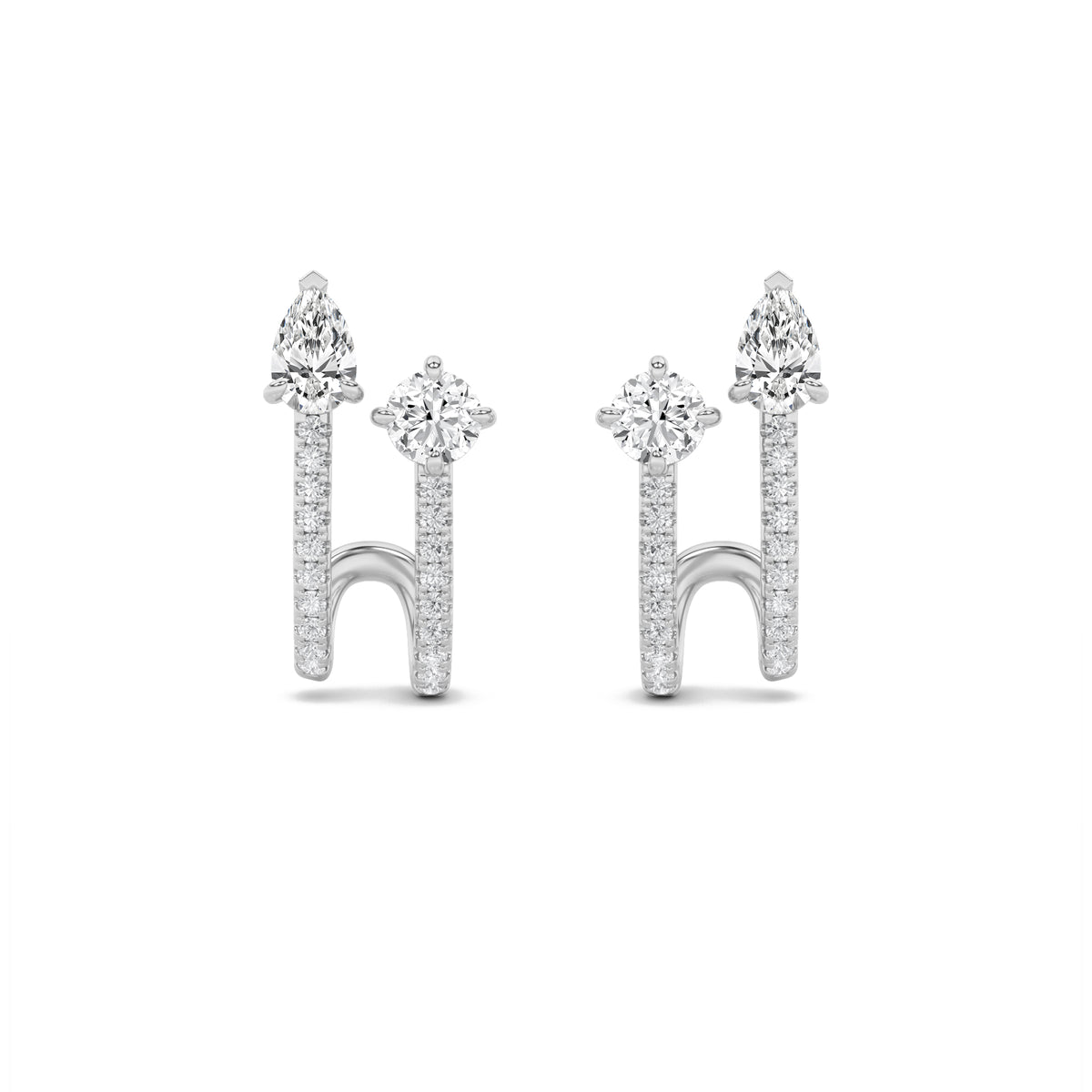 2.5Cttw Round Shaped Lab Grown Diamond (G/VS) Toiet Moi Accented Earrings in 14K Gold