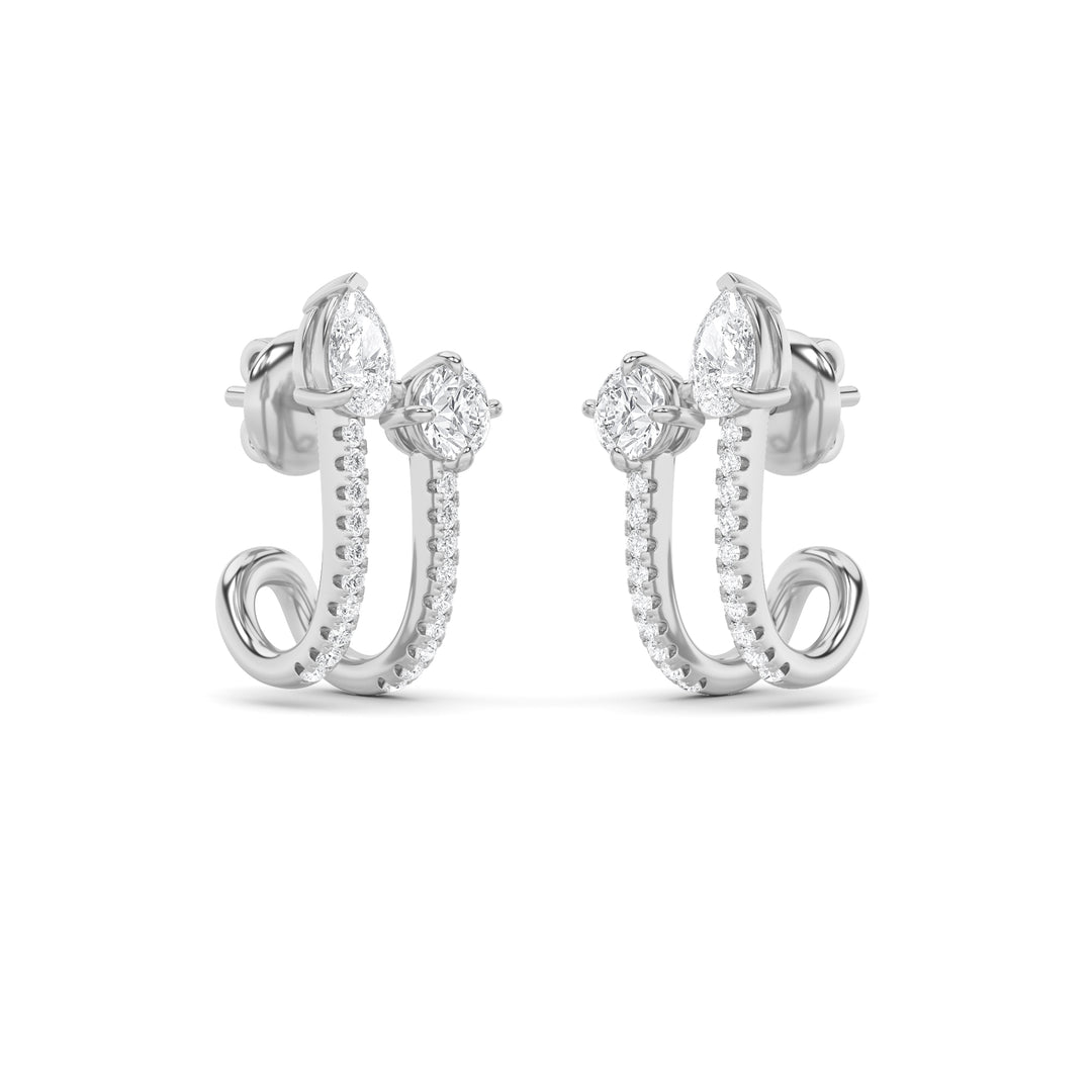 2.5Cttw Round Shaped Lab Grown Diamond (G/VS) Toiet Moi Accented Earrings in 14K Gold