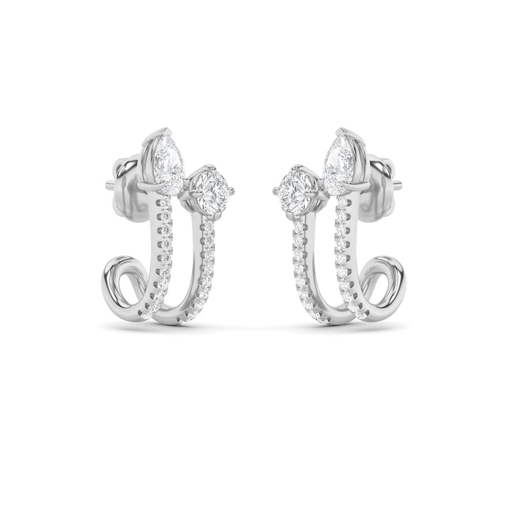 2.5Cttw Round Shaped Lab Grown Diamond (F/VVS) Toi et Moi Accented Earrings in 14K Gold