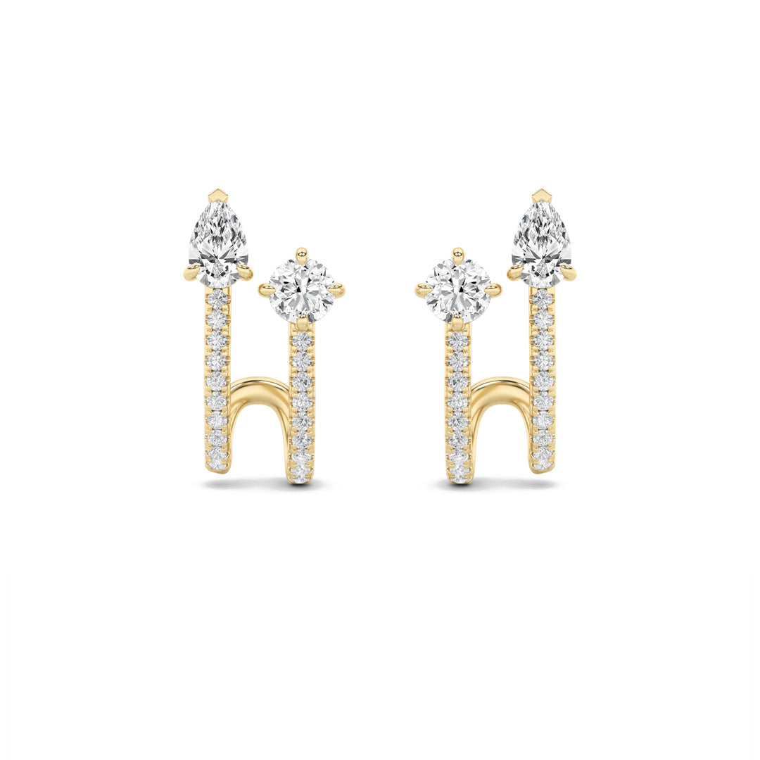 2.5Cttw Round Shaped Lab Grown Diamond (F/VS) Toiet Moi Accented Earrings in 14K Gold