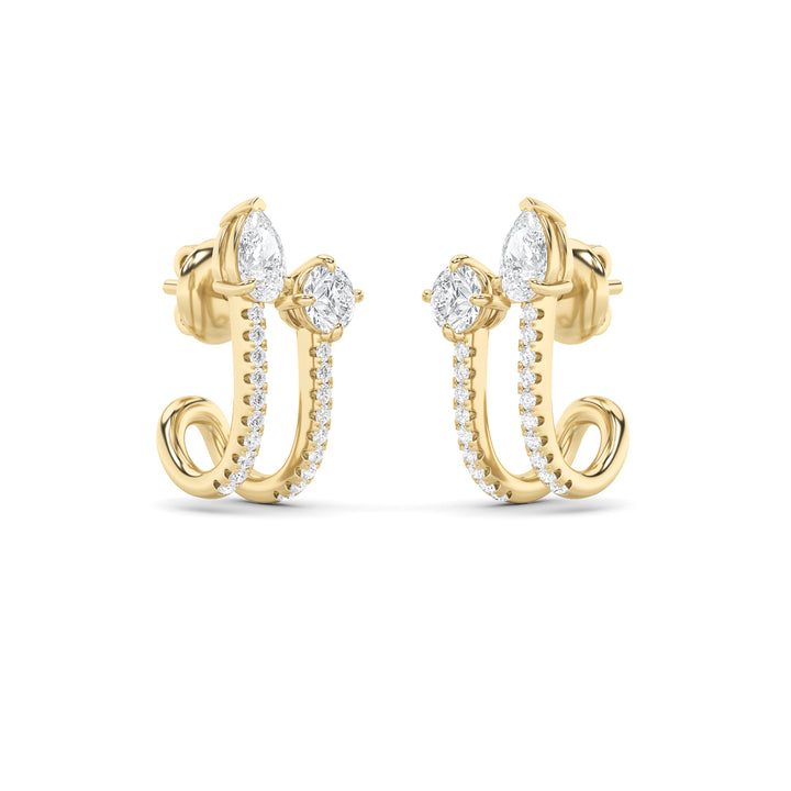 2.5Cttw Round Shaped Lab Grown Diamond (F/VS) Toiet Moi Accented Earrings in 14K Gold