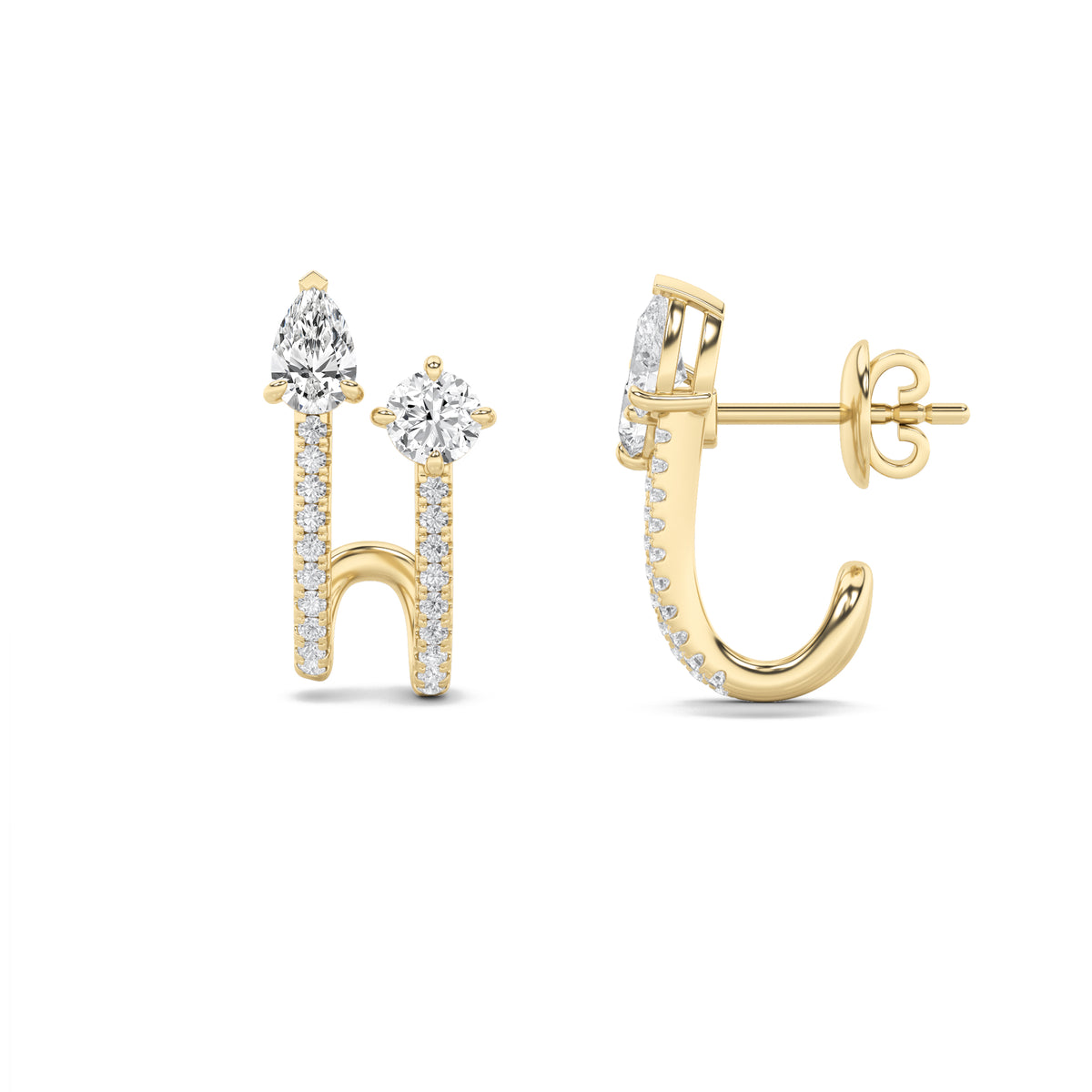 2.5Cttw Round Shaped Lab Grown Diamond (G/VS) Toiet Moi Accented Earrings in 14K Gold
