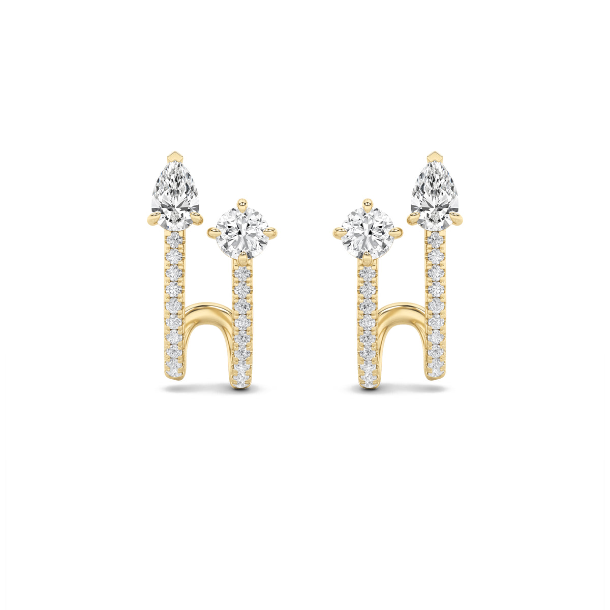 2.5Cttw Round Shaped Lab Grown Diamond (G/VS) Toiet Moi Accented Earrings in 14K Gold