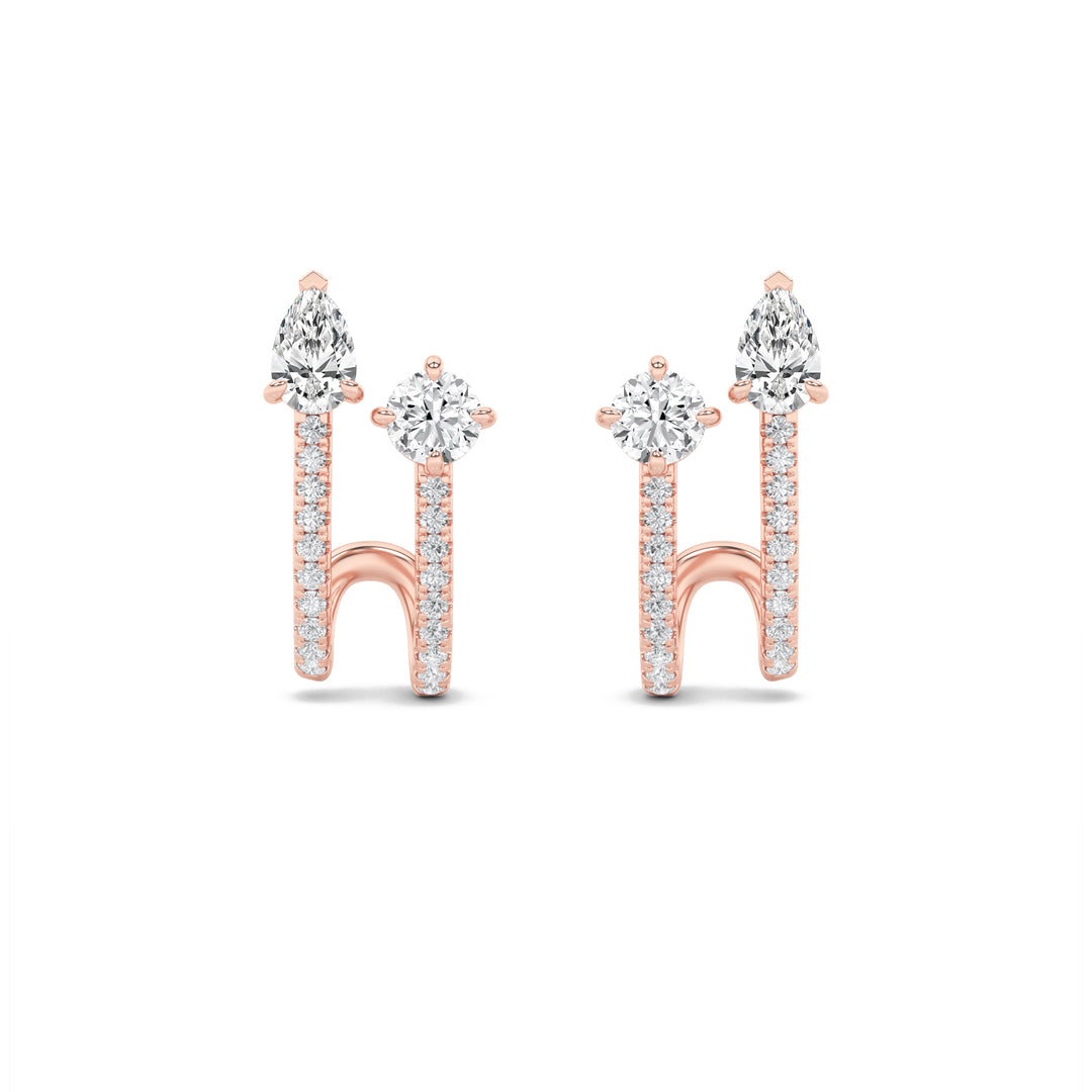 2.5Cttw Round Shaped Lab Grown Diamond (F/VVS) Toi et Moi Accented Earrings in 14K Gold